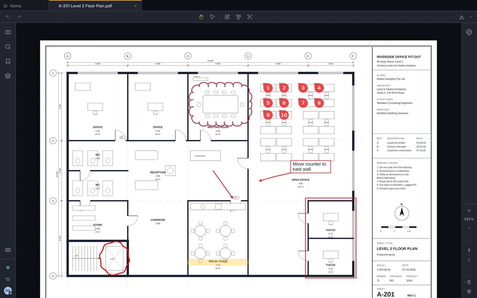 Survey in a browser on a computer, showing a marked-up floor plan